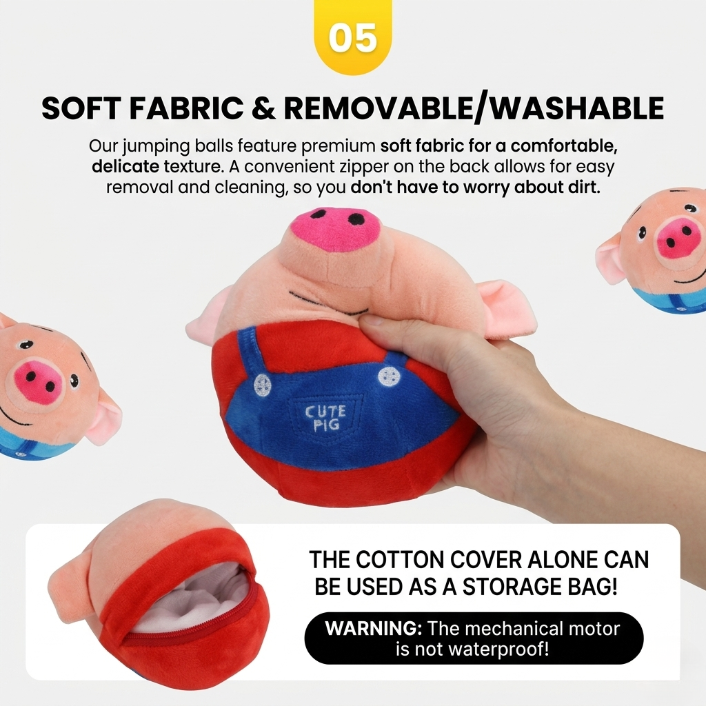 Interactive jumping pig ball toy for dogs and cats, view 6