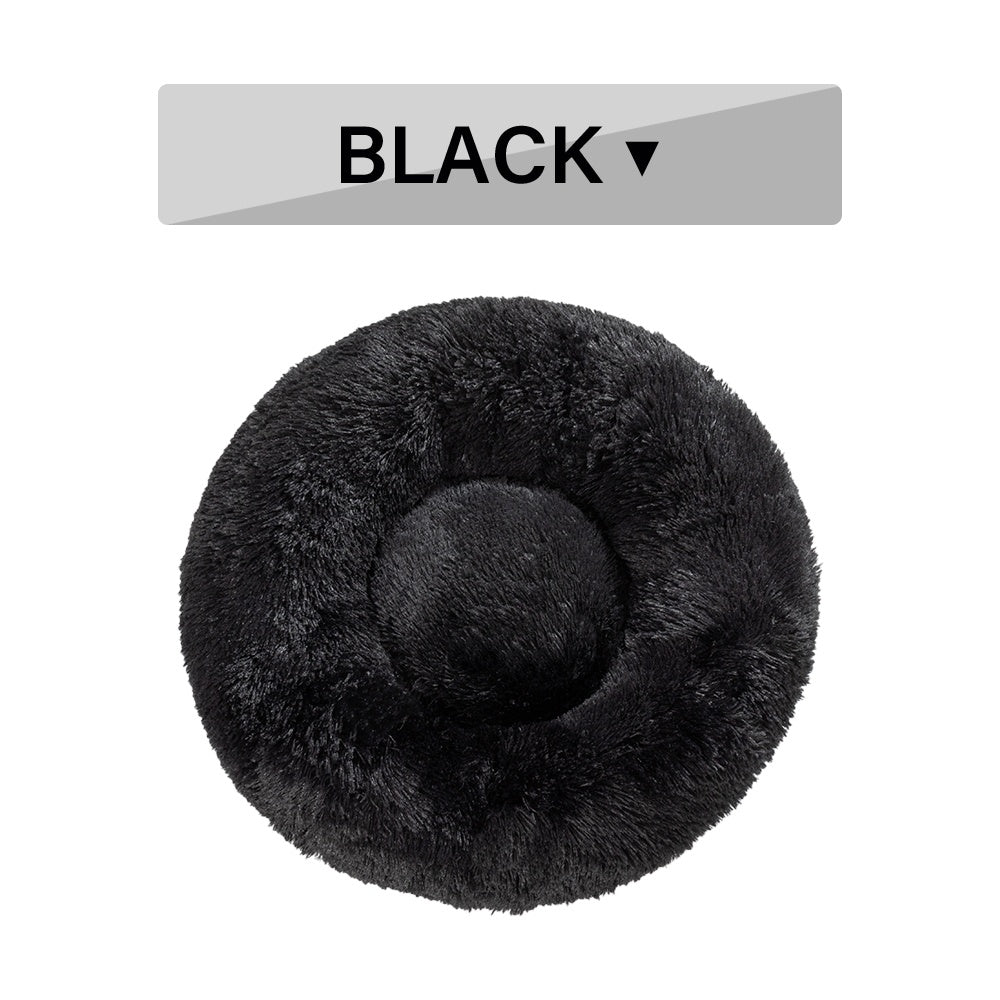 Fluffy Calming Donut Pet Bed – Washable Plush Bed for Dogs & Cats
