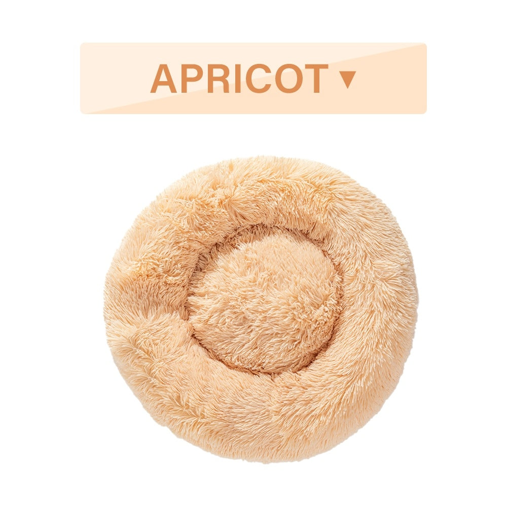Fluffy Calming Donut Pet Bed – Washable Plush Bed for Dogs & Cats