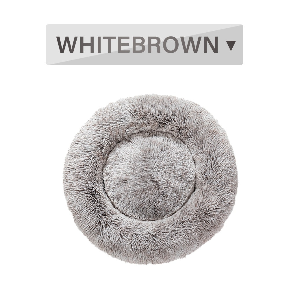 Fluffy Calming Donut Pet Bed – Washable Plush Bed for Dogs & Cats