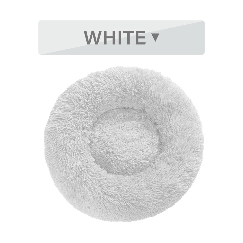 Fluffy Calming Donut Pet Bed – Washable Plush Bed for Dogs & Cats