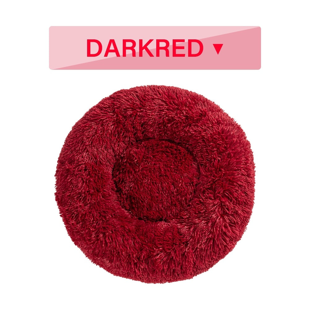 Fluffy Calming Donut Pet Bed – Washable Plush Bed for Dogs & Cats