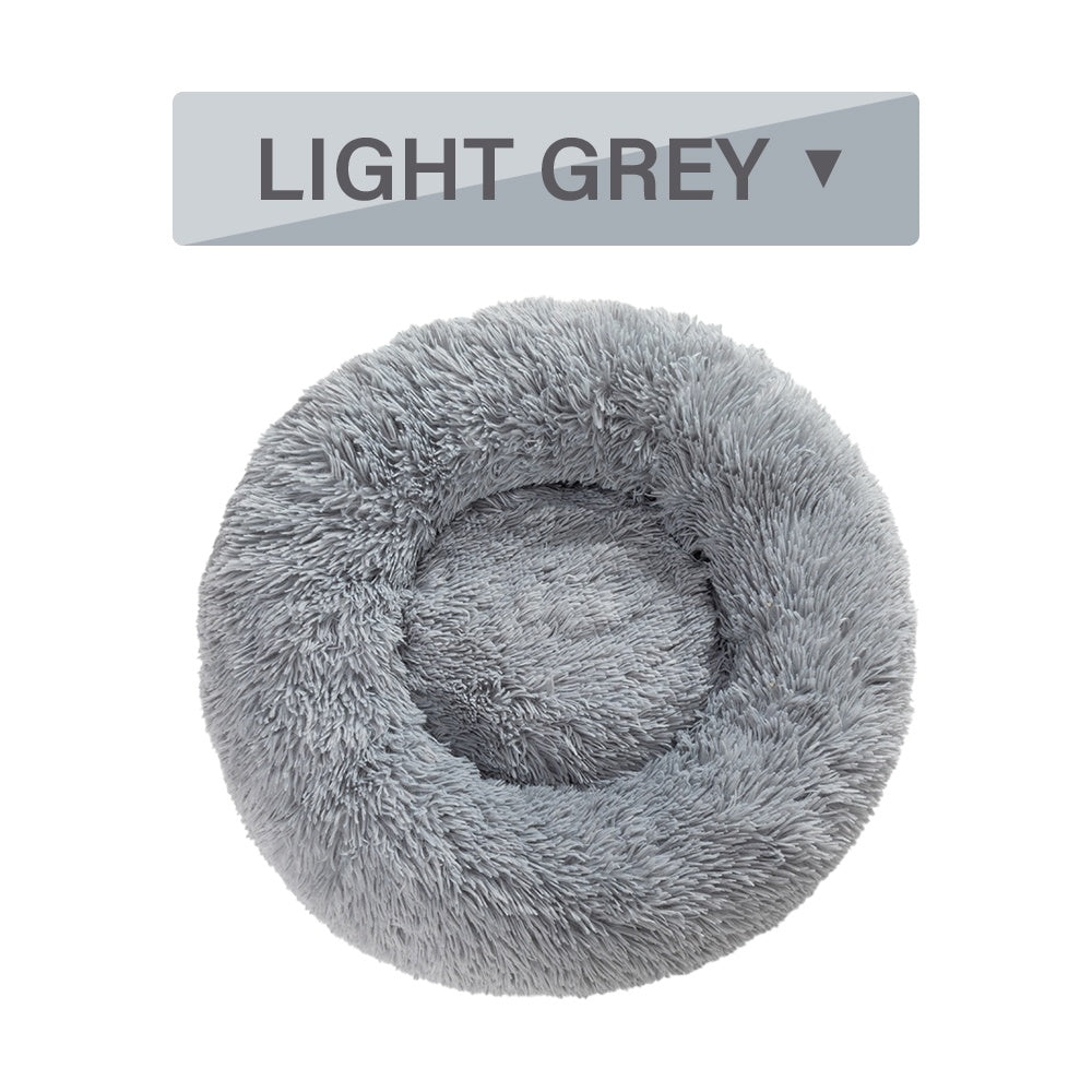 Fluffy Calming Donut Pet Bed – Washable Plush Bed for Dogs & Cats