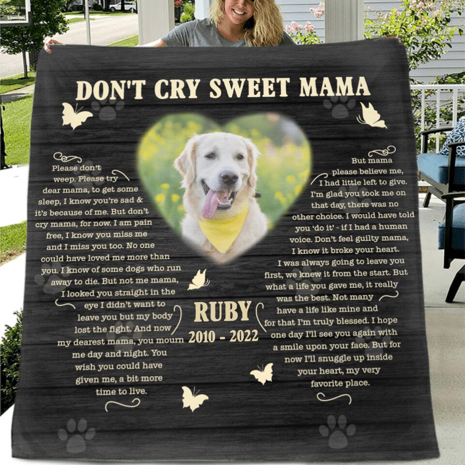 Personalized pet memorial photo blanket