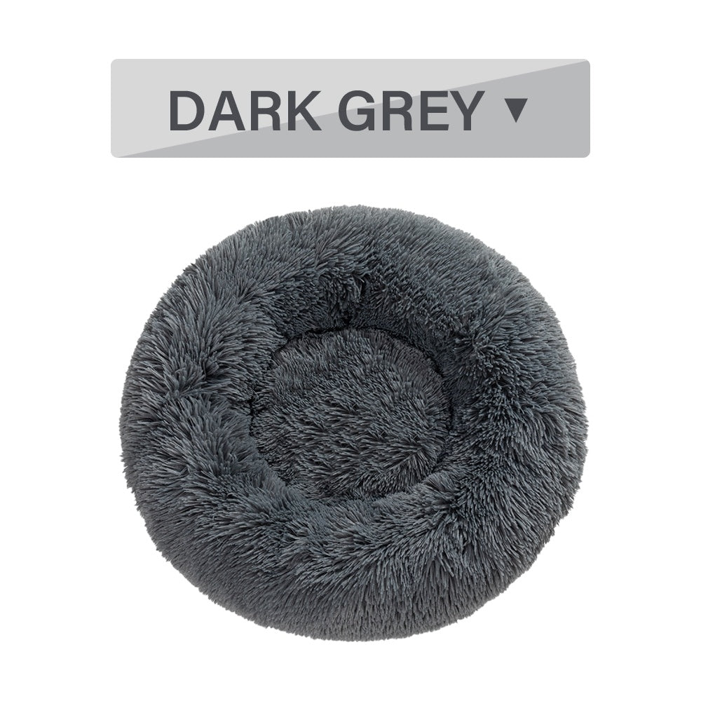 Fluffy Calming Donut Pet Bed – Washable Plush Bed for Dogs & Cats