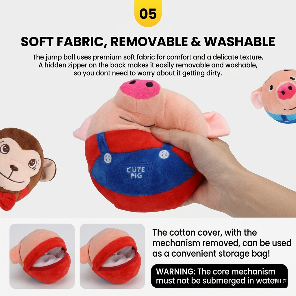 Interactive Jumping Pig Ball – Self-Moving Rechargeable Toy for Dogs & Cats