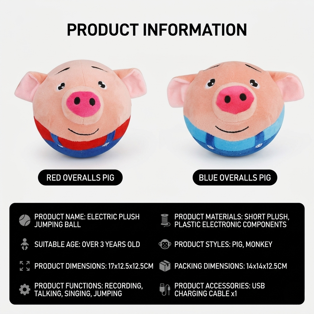 Interactive jumping pig ball toy for dogs and cats, view 8