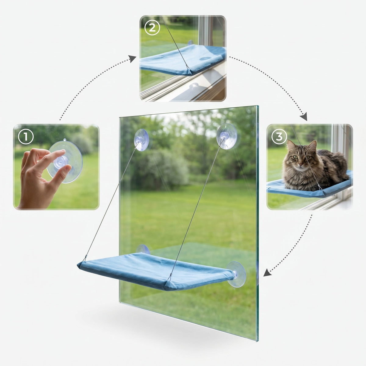Cat Window Hammock – Suction Cup Window Perch Bed for Indoor Cats