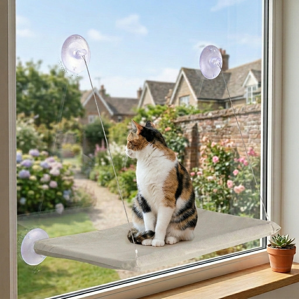 Cat window hammock with suction cups, view 8