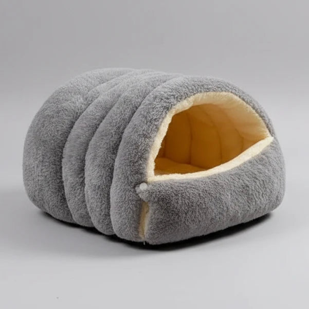 Thermal Plush Pet Cave Bed – Enclosed Sleeping Bag for Cats & Small Dogs