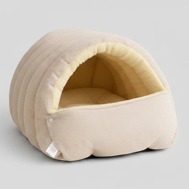 Thermal Plush Pet Cave Bed – Enclosed Sleeping Bag for Cats & Small Dogs