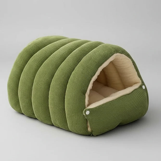 Thermal Plush Pet Cave Bed – Enclosed Sleeping Bag for Cats & Small Dogs