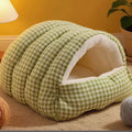 Thermal Plush Pet Cave Bed – Enclosed Sleeping Bag for Cats & Small Dogs