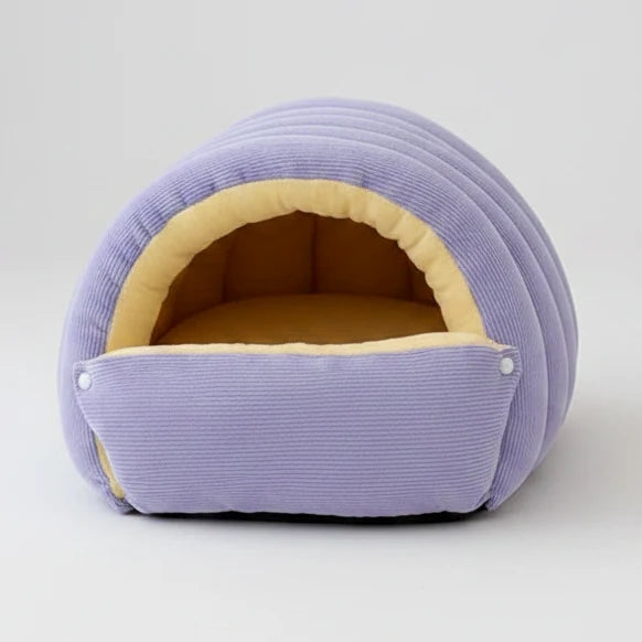 Thermal Plush Pet Cave Bed – Enclosed Sleeping Bag for Cats & Small Dogs
