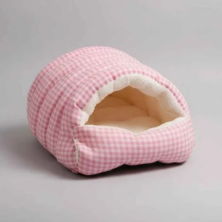 Thermal Plush Pet Cave Bed – Enclosed Sleeping Bag for Cats & Small Dogs