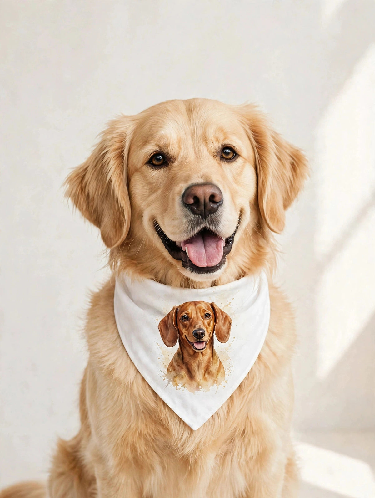 Custom watercolor Dachshund pet portrait pet bandana