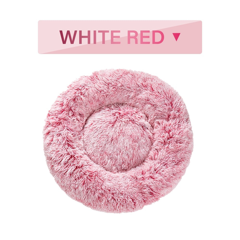 Fluffy Calming Donut Pet Bed – Washable Plush Bed for Dogs & Cats