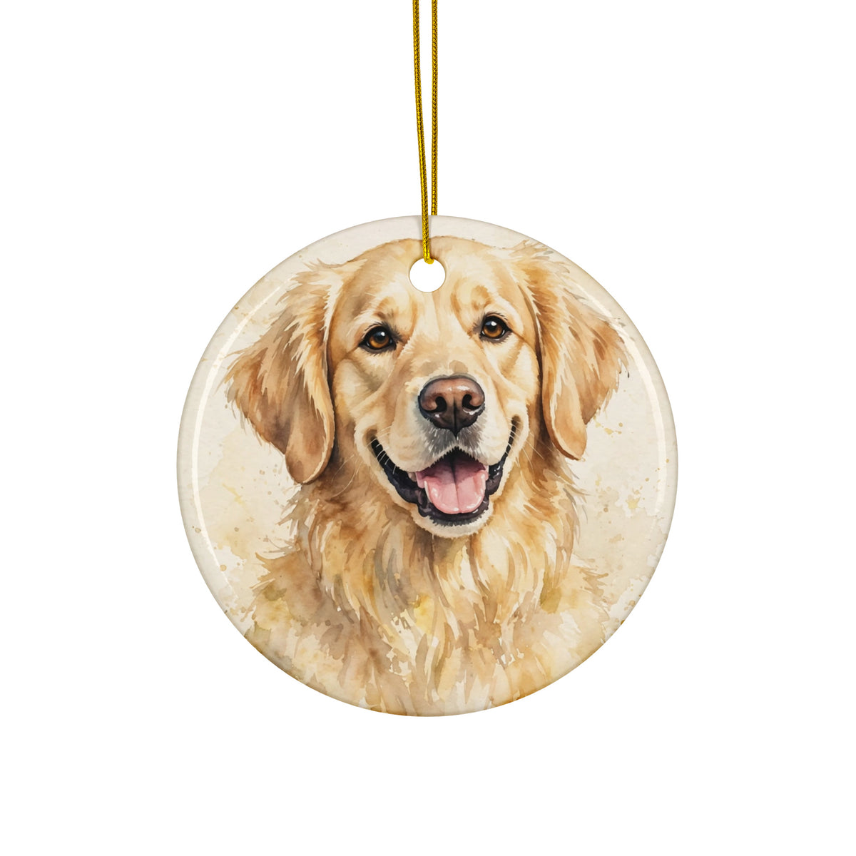 Custom watercolor pet portrait ornament, view 2