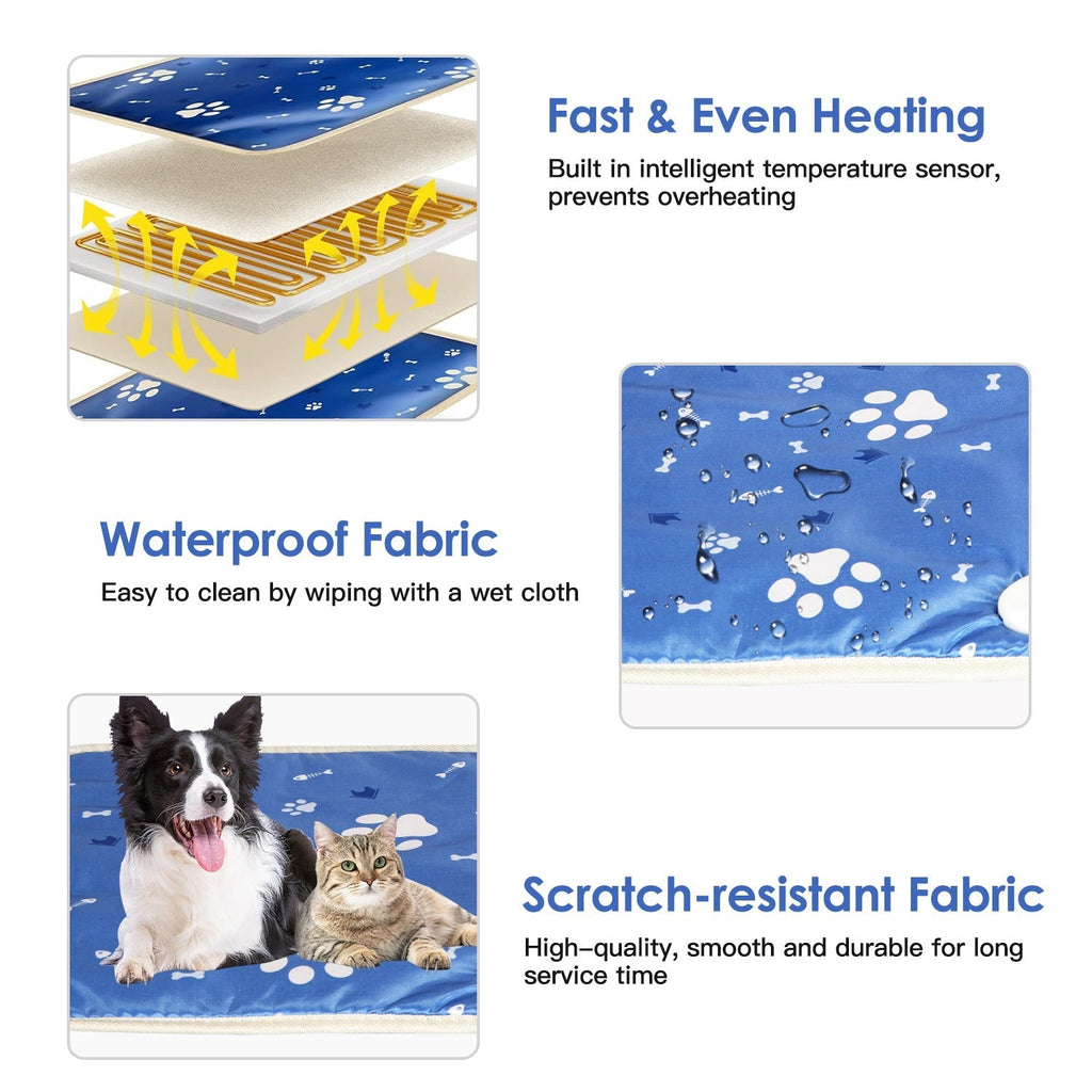 Electric Pet Heating Pad – Adjustable Temperature, Timer & Chew-Resistant Cord