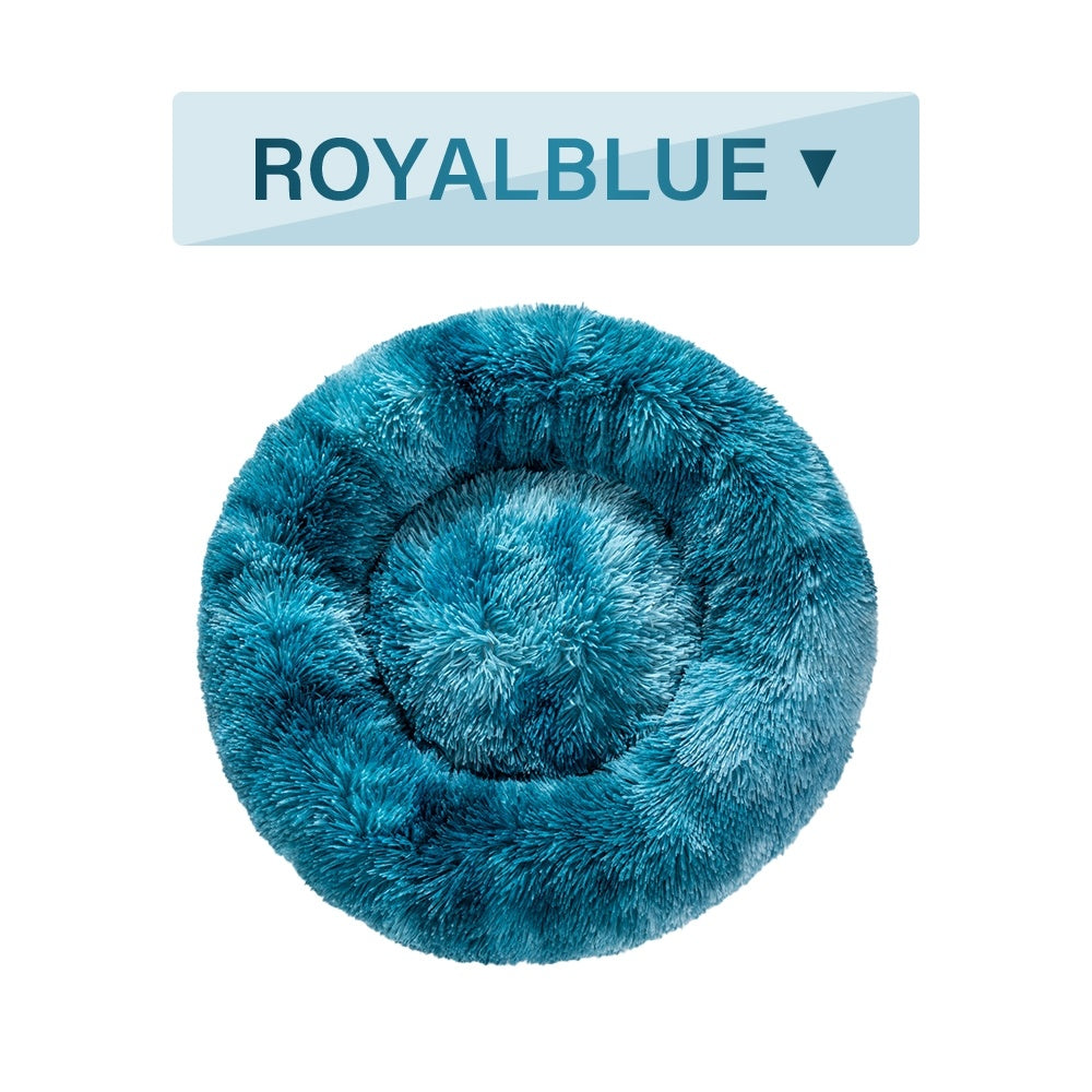 Fluffy Calming Donut Pet Bed – Washable Plush Bed for Dogs & Cats