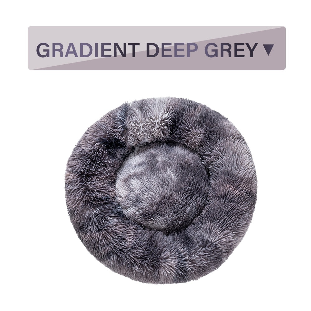 Fluffy Calming Donut Pet Bed – Washable Plush Bed for Dogs & Cats