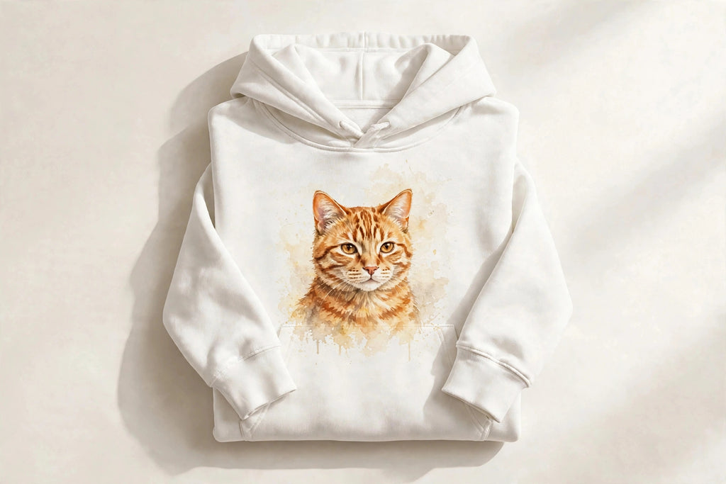 Custom watercolor cat pet portrait hoodie