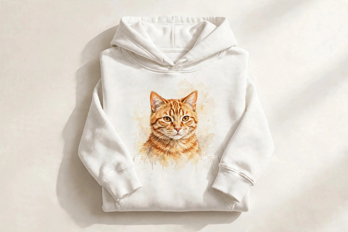 Custom watercolor cat pet portrait hoodie