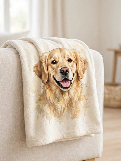 Custom watercolor pet portrait blanket