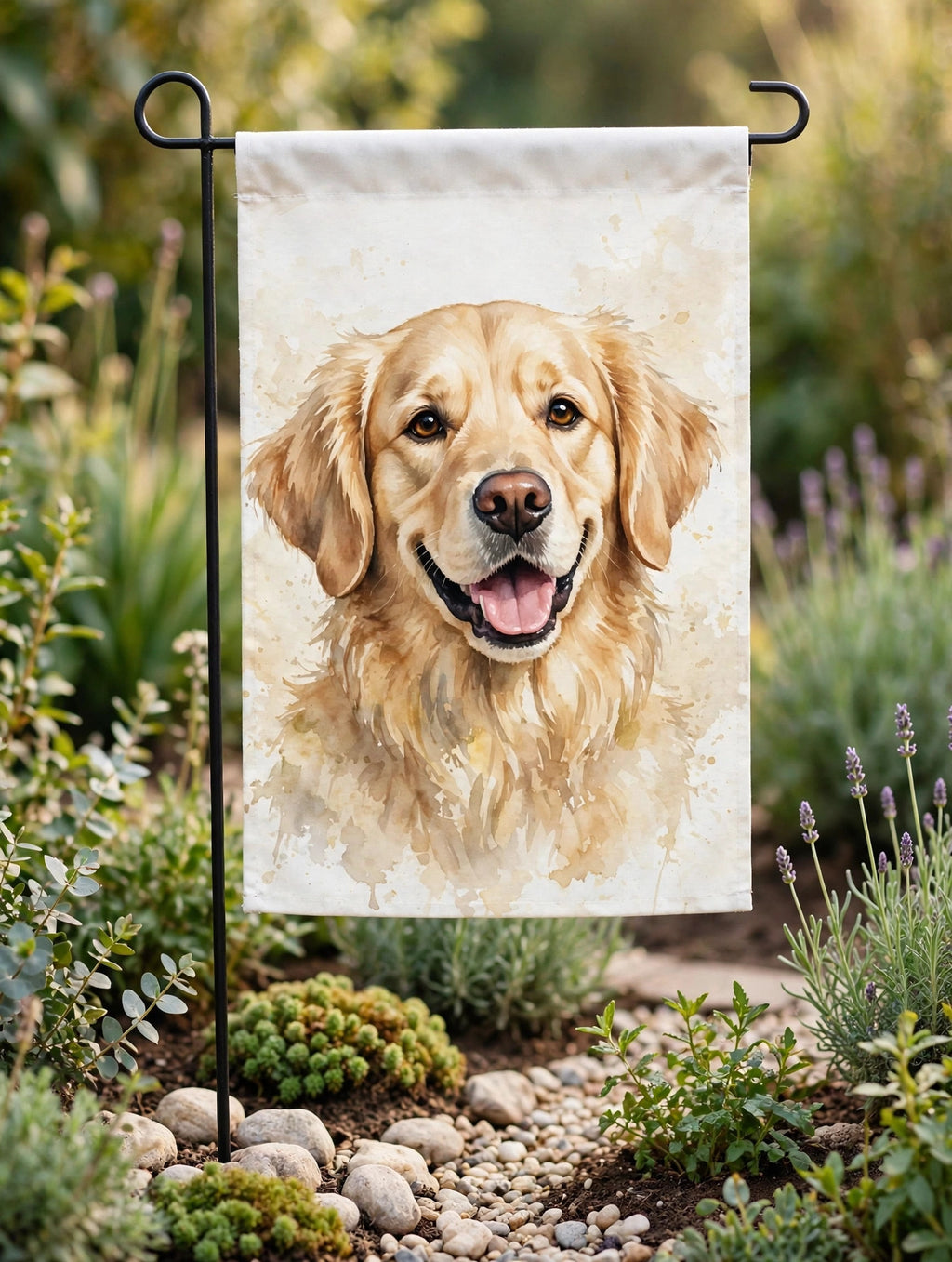 Custom watercolor pet portrait garden flag