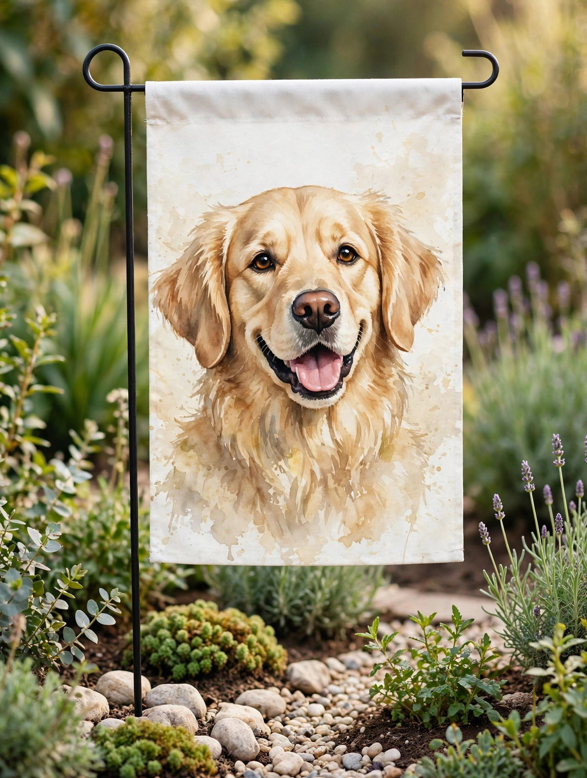 Custom watercolor pet portrait garden flag