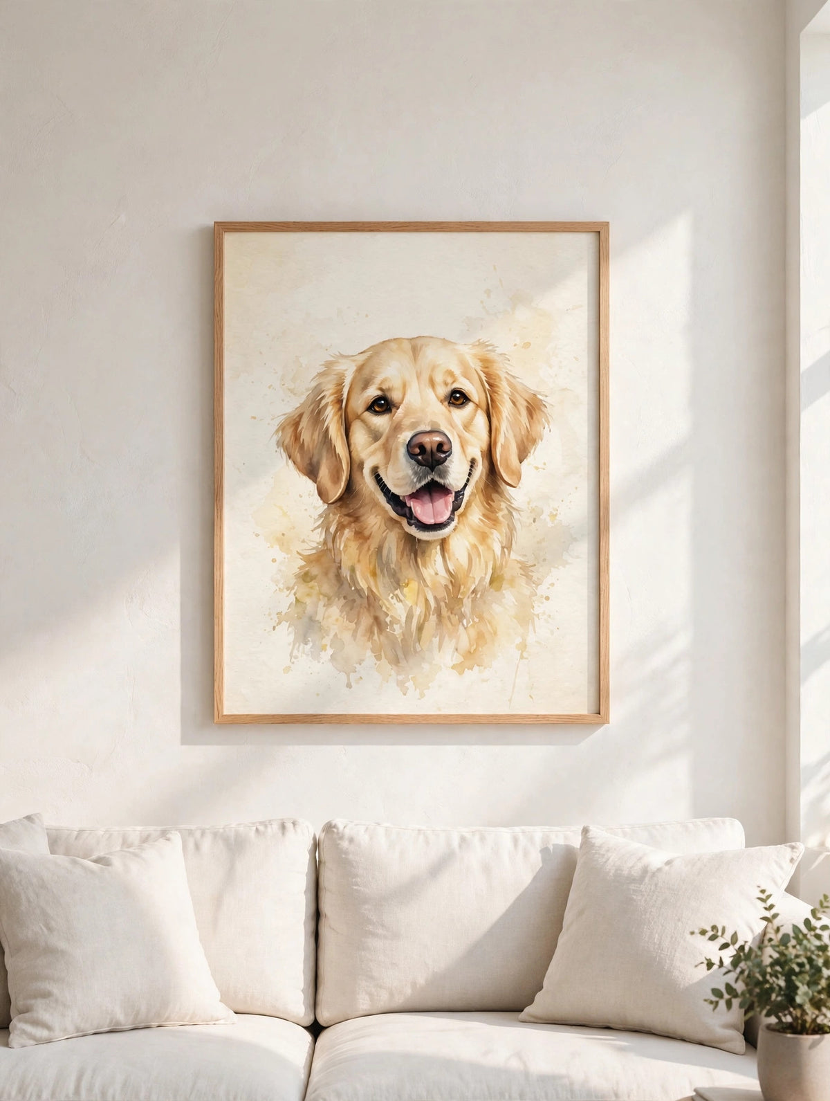Custom watercolor pet portrait framed poster