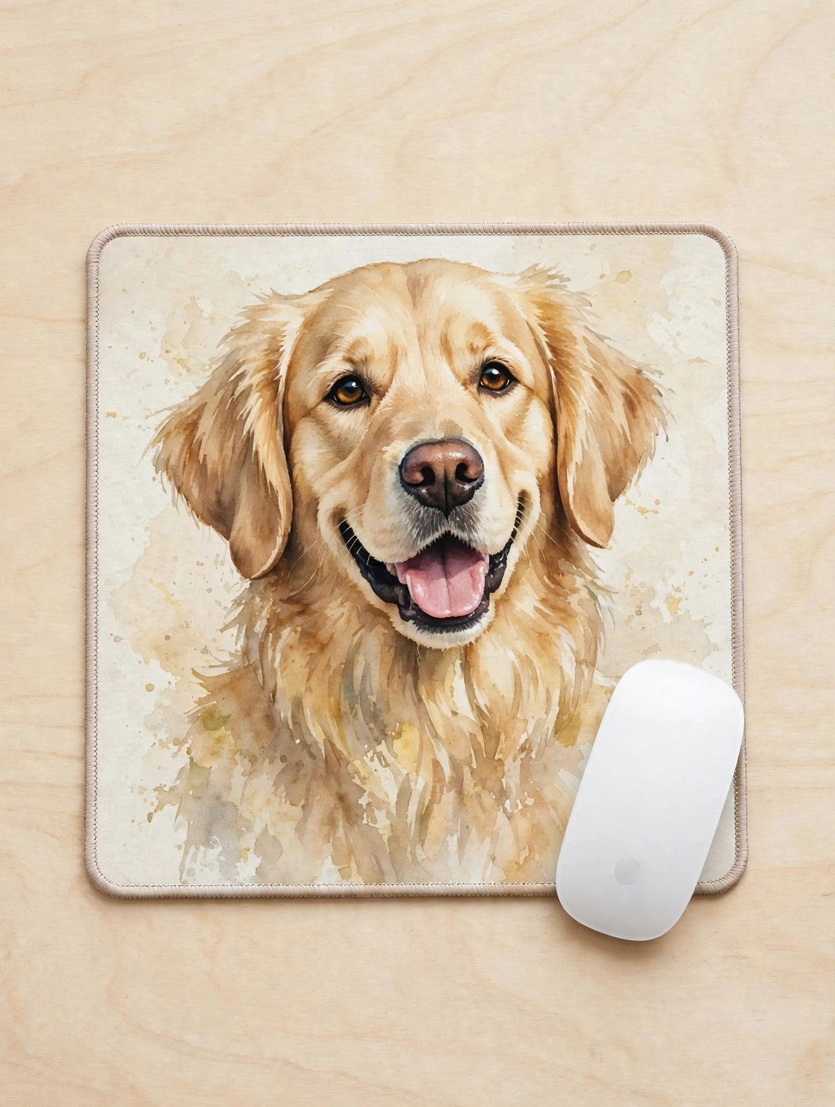 Custom watercolor pet portrait mouse pad