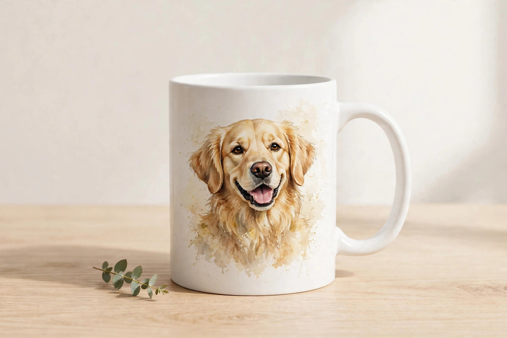 Custom watercolor pet portrait mug