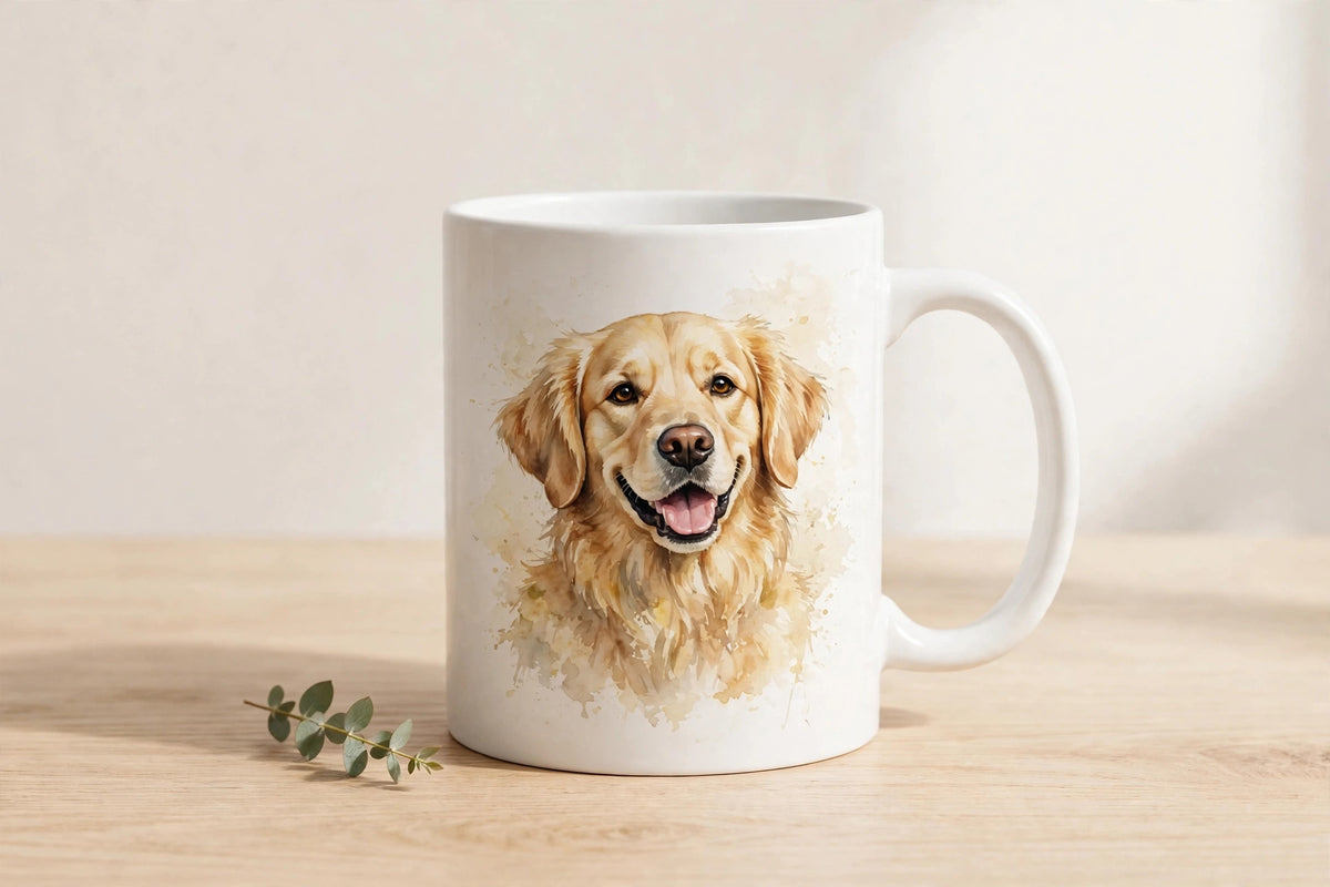 Custom watercolor pet portrait poster and mug gift set — mug