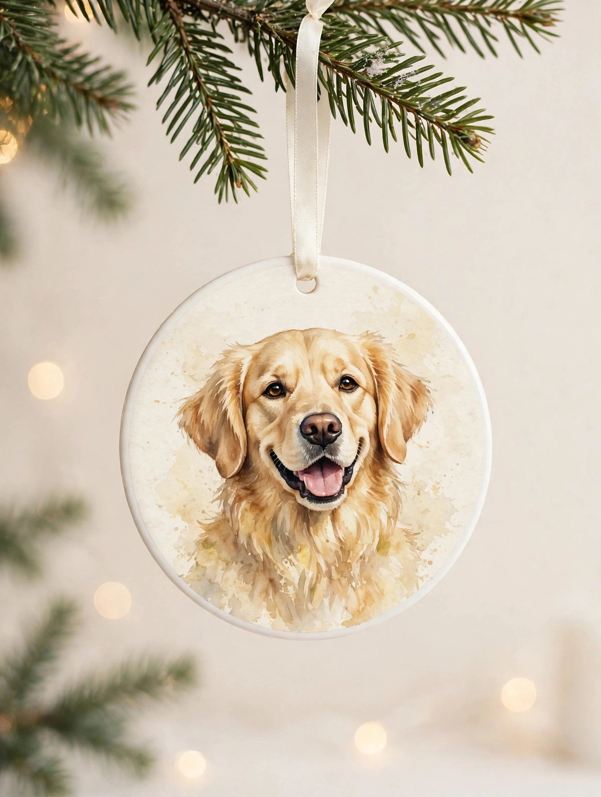 Custom watercolor pet portrait ornament