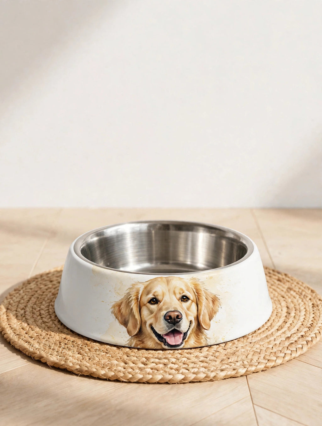 Custom watercolor pet portrait pet bowl