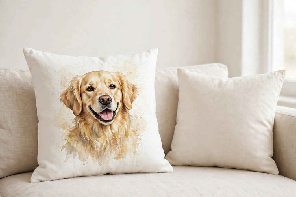 Custom watercolor pet portrait pillow