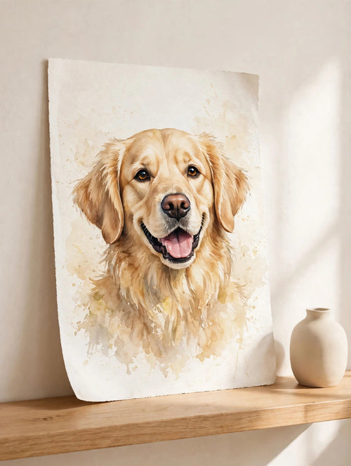 Custom watercolor pet portrait poster and mug gift set — poster