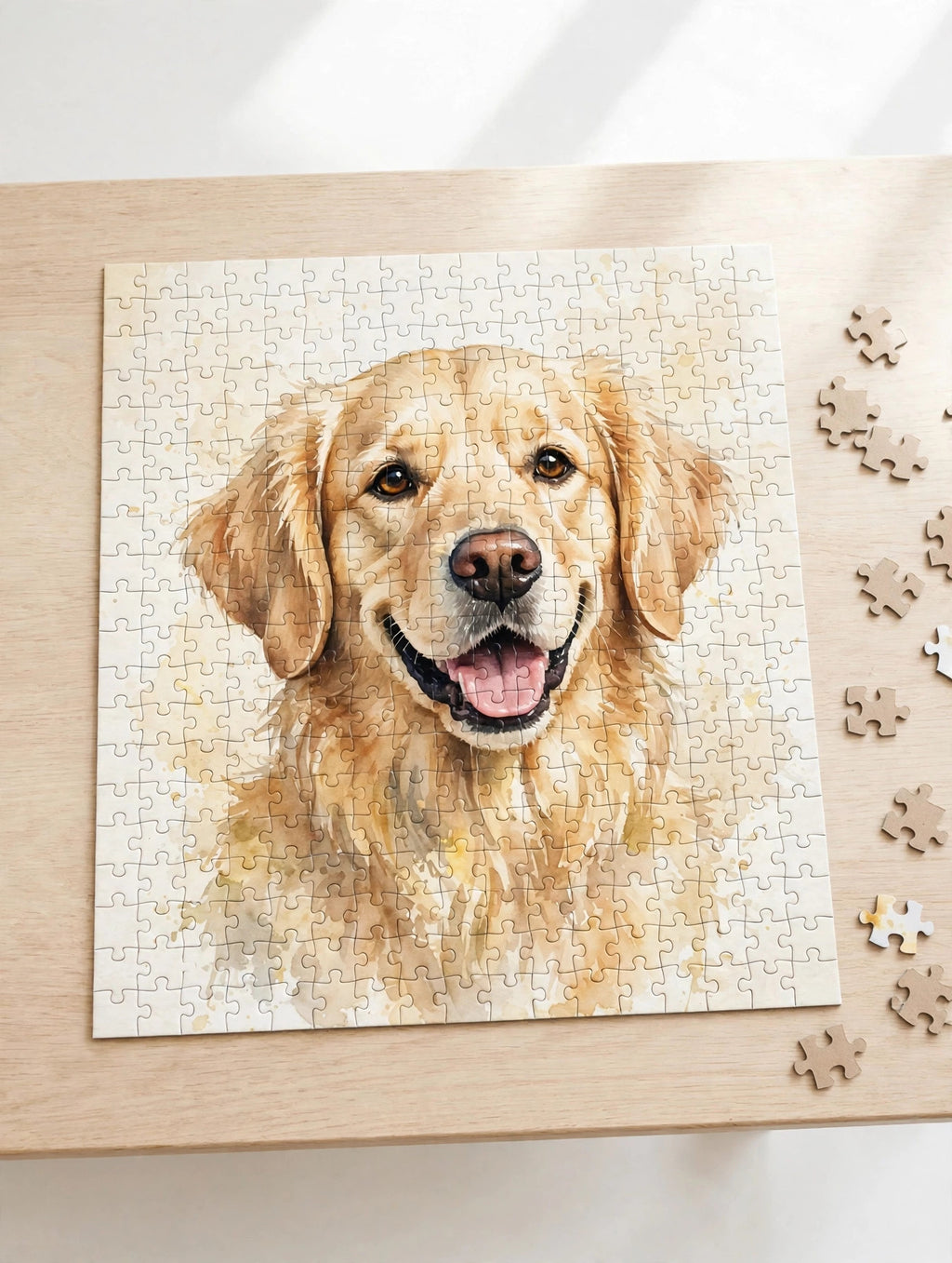 Custom watercolor pet portrait puzzle