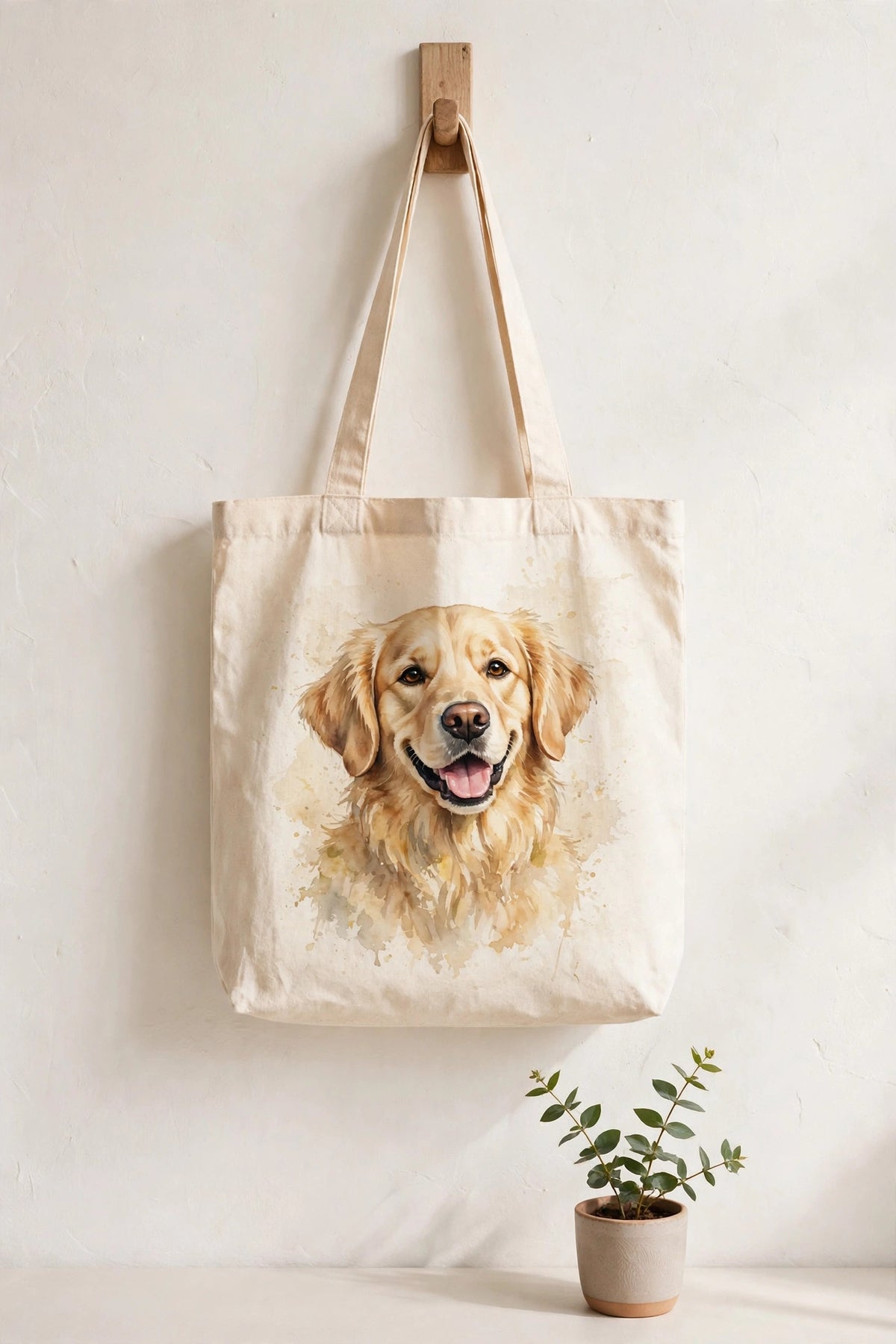 Custom watercolor pet portrait tote bag