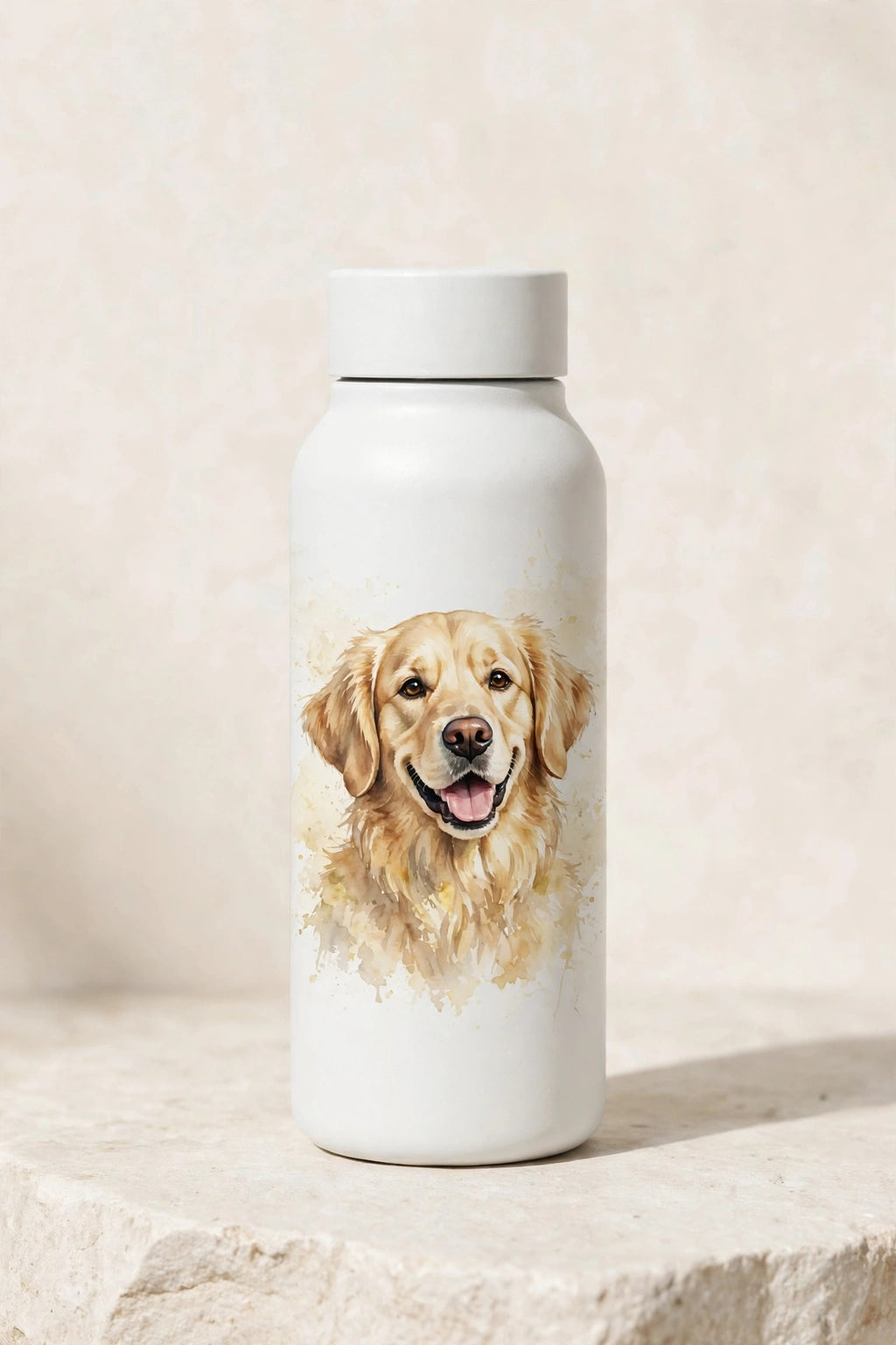 Custom watercolor pet portrait water bottle