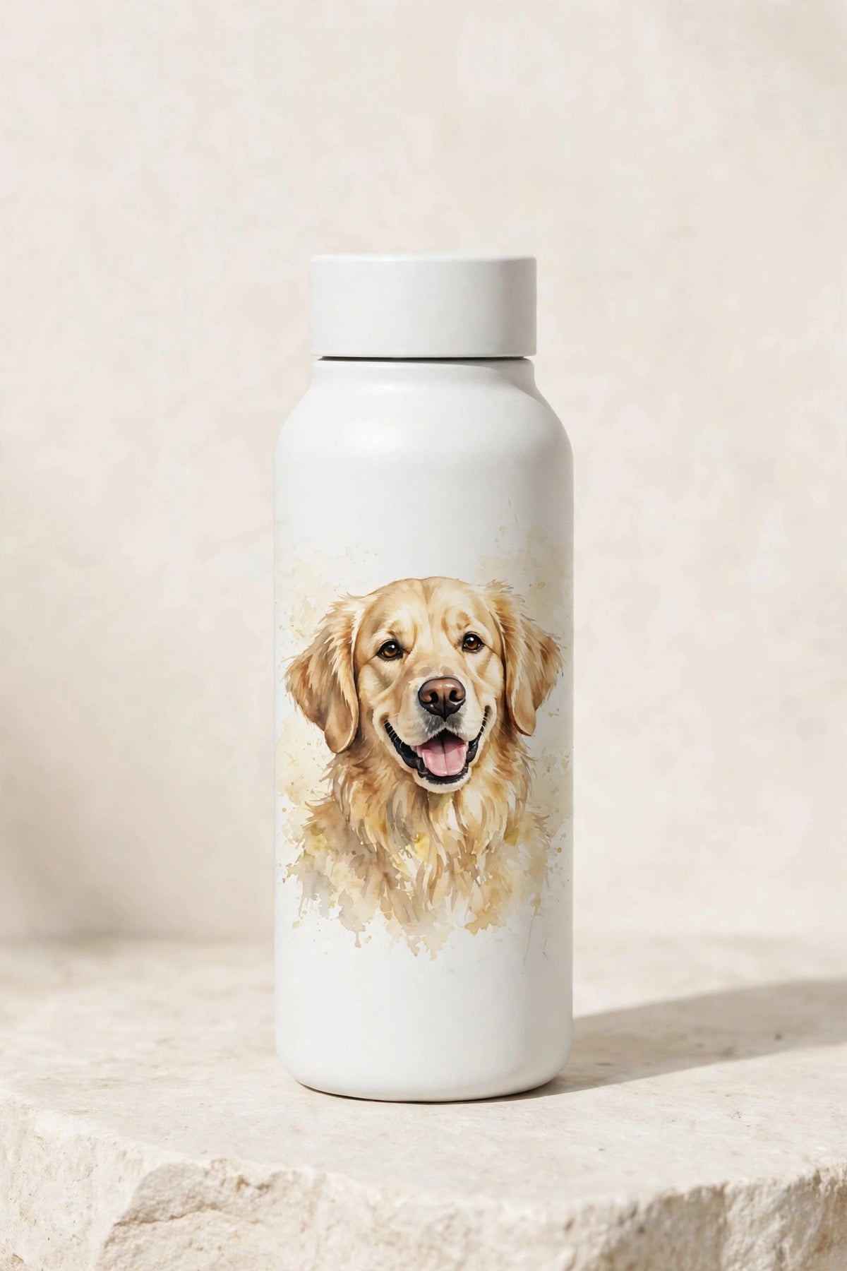 Custom watercolor pet portrait water bottle