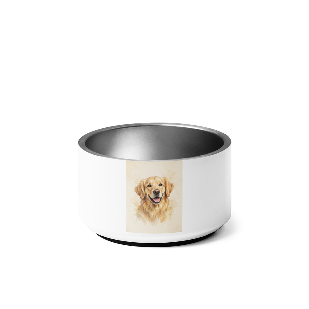 Custom watercolor pet portrait pet bowl, view 2