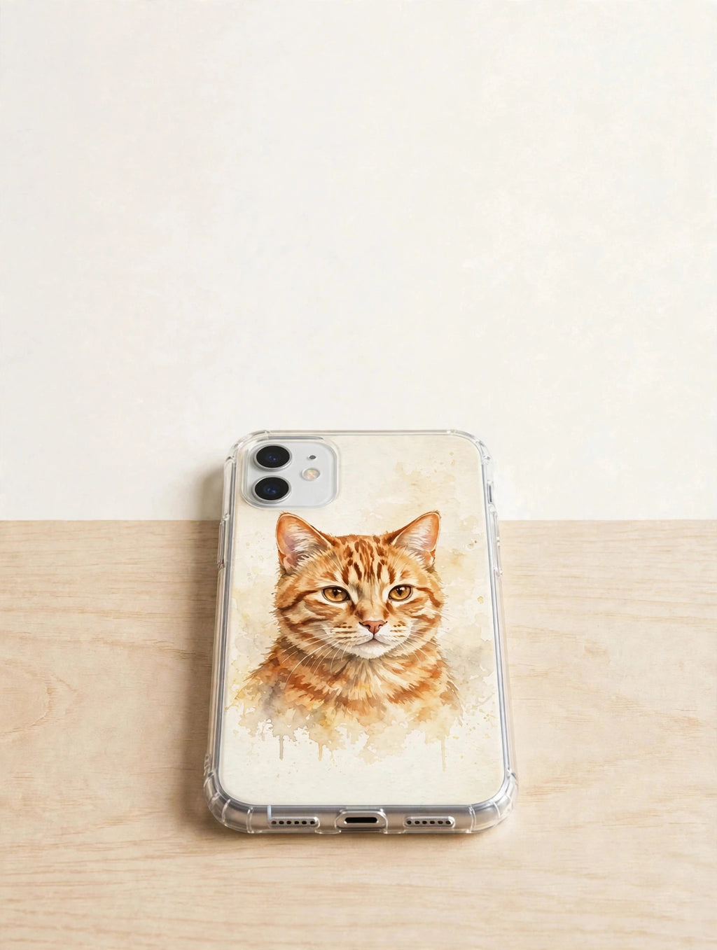 Custom watercolor cat pet portrait phone case