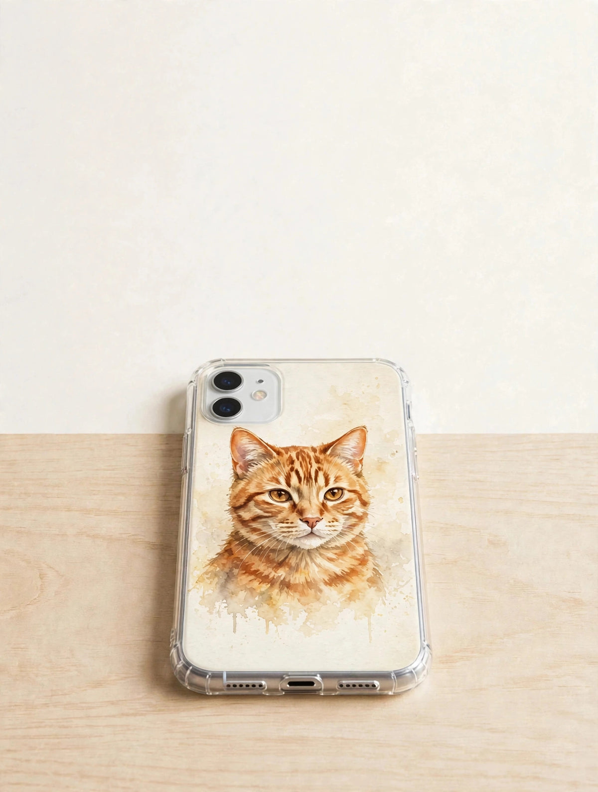 Custom watercolor cat pet portrait phone case