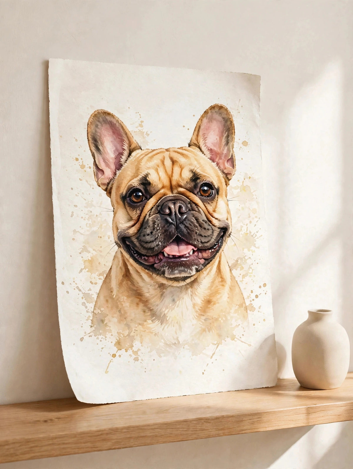 Custom watercolor French Bulldog pet portrait poster