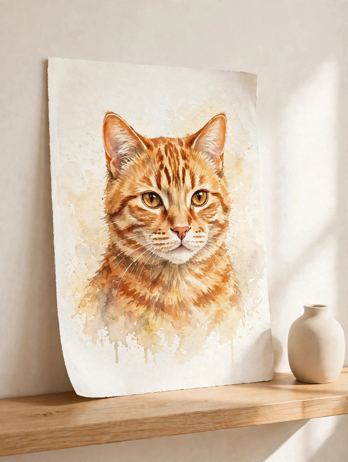 Custom watercolor cat pet portrait poster