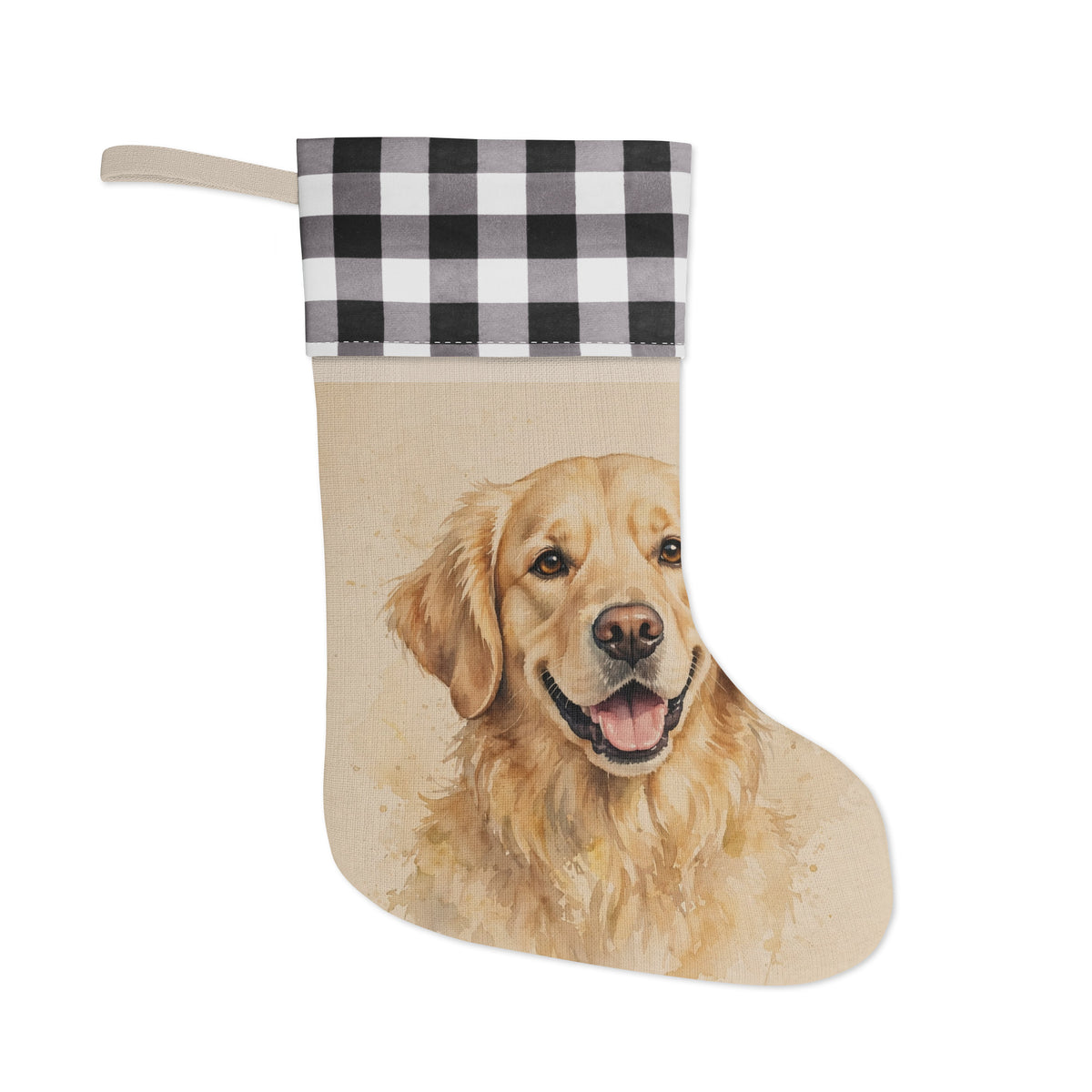 Custom watercolor pet portrait Christmas stocking, view 3