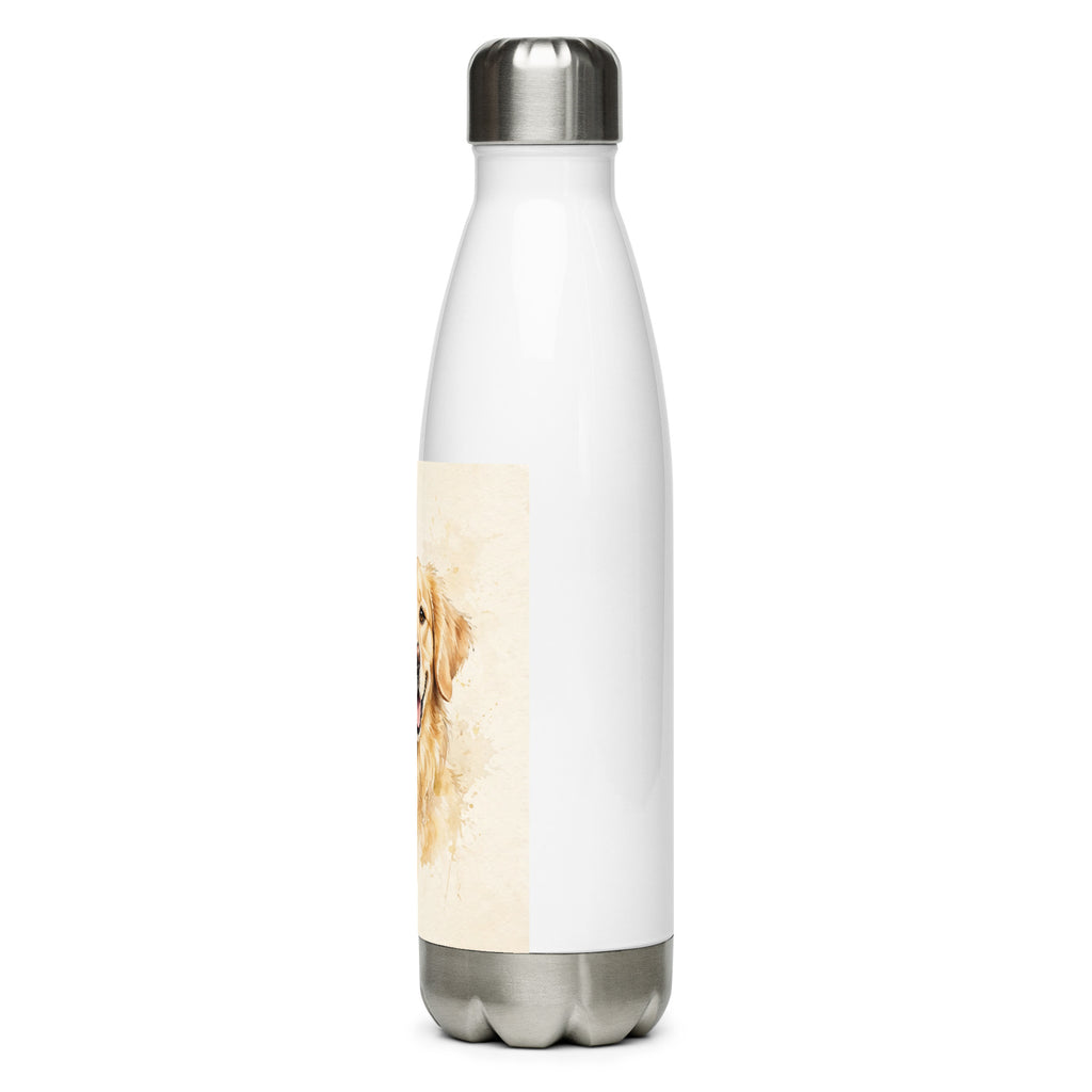 Custom watercolor pet portrait water bottle, view 4