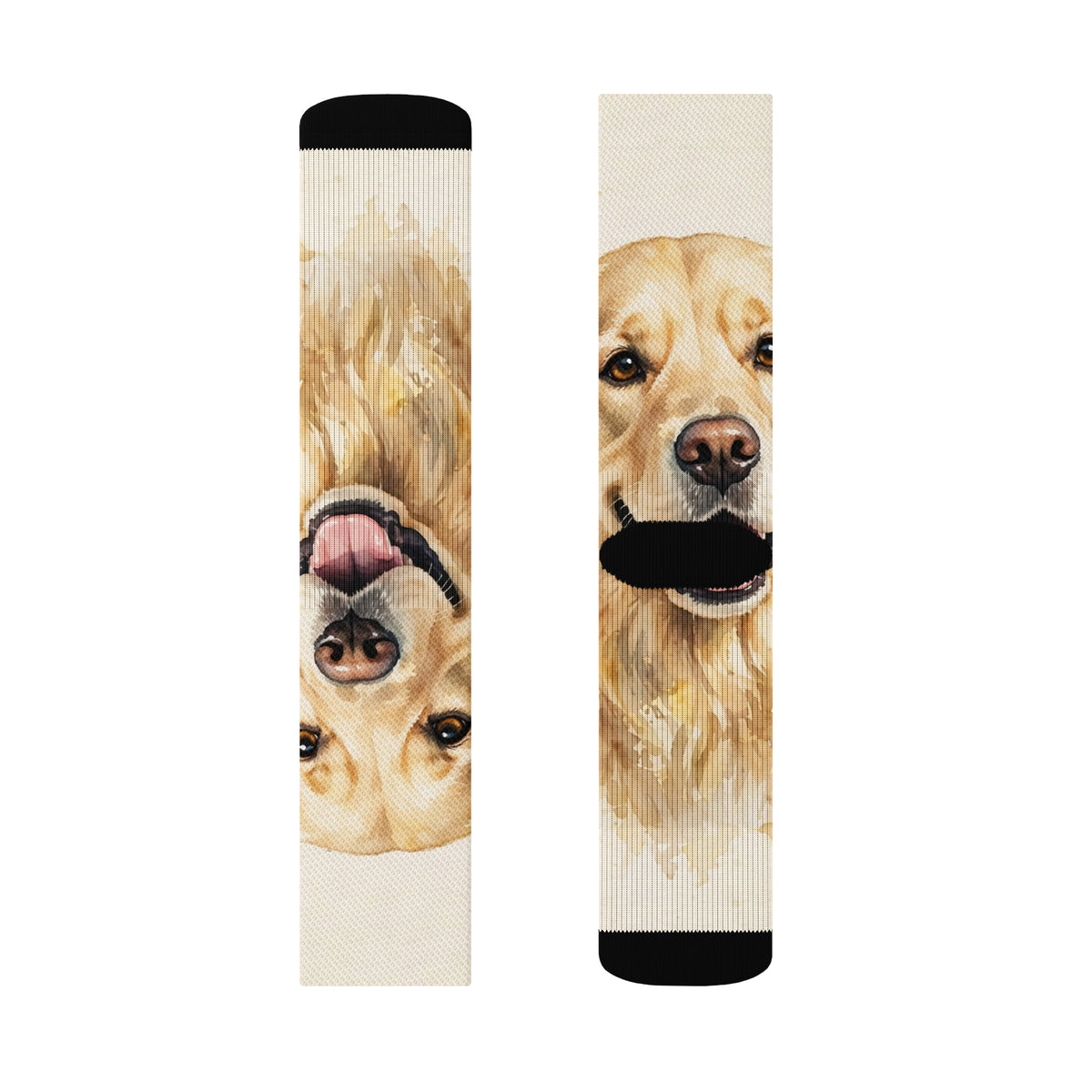 Custom watercolor pet portrait socks, view 3